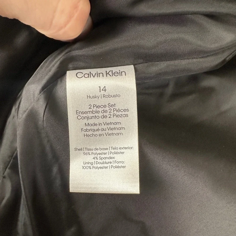 Calvin Klein Boys Black Slim Fit Husky Stretch Suit Jacket Blazer Size 14 H